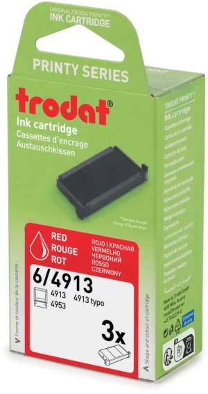 Trodat vervangkussen, voor stempel 4913, blister van 3 stuks, rood — stempelkussens en -inkten