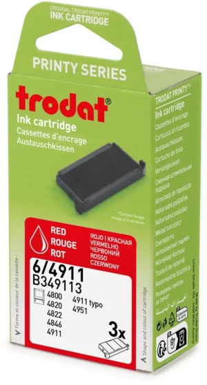 Trodat vervangkussen, voor stempel 4911/4820/4822/4846, blister van 3 stuks, rood — stempelkussens en -inkten