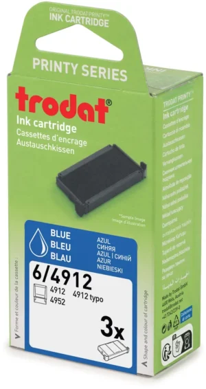 Trodat vervangkussen, voor stempel 4912, blister van 3 stuks, blauw — stempelkussens en -inkten