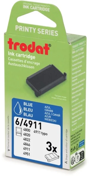 Trodat vervangkussen, voor stempel 4911/4820/4822/4846, blister van 3 stuks, blauw — stempelkussens en -inkten