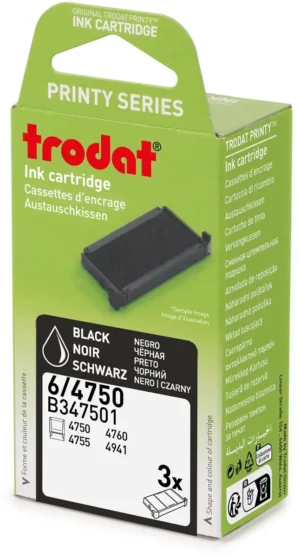 Trodat vervangkussen, voor stempel 4750/4755, blister van 3 stuks, zwart — stempelkussens en -inkten