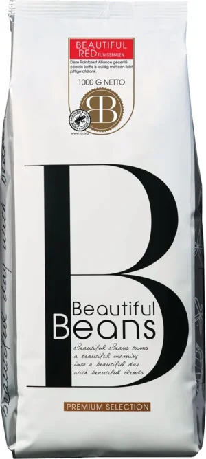 Beautiful Beans gemalen koffie Red, zak van 1kg — drank en eetwaren