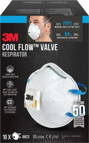 3M Cool Flow stofmasker, FFP2, met ventiel, pak van 10 stuks — veiligheidstoebehoren