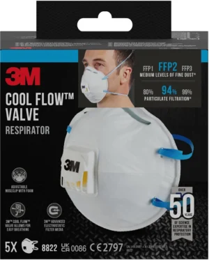 3M Cool Flow stofmasker, FFP2, met ventiel, pak van 5 stuks — veiligheidstoebehoren