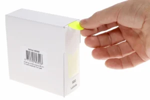 Rillprint ronde etiketten, diameter 25 mm, rol van 500 stuks, fluo geel — etiketten in kleinverpakking