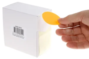 Rillprint ronde etiketten, diameter 50 mm, rol van 500 stuks, fluo oranje — etiketten in kleinverpakking