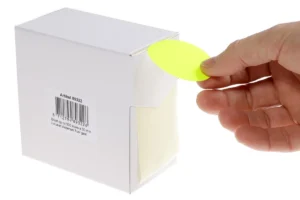 Rillprint ronde etiketten, diameter 50 mm, rol van 500 stuks, fluo geel — etiketten in kleinverpakking
