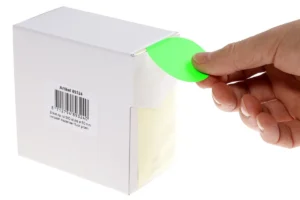 Rillprint ronde etiketten, diameter 50 mm, rol van 500 stuks, fluo groen — etiketten in kleinverpakking