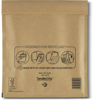 Mail Lite luchtkussenenveloppen, goud, E/2, 220 x 260 mm, doos van 200 stuks — beschermingsenvelop
