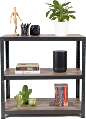 Avasco rek Home Table, ft 88 x 90 x 45 cm, 3 legborden, uit metaal, zwart — detail 2