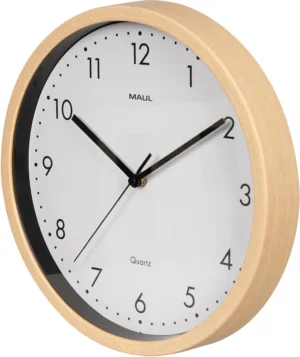 MAUL wandklok Grain, quartz, diameter 31 cm, kunststof kader, licht hout — detail 2