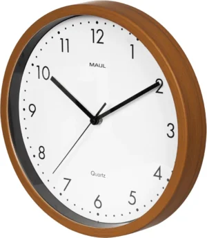 MAUL wandklok Grain, quartz, diameter 31 cm, kunststof kader, donker hout — detail 2