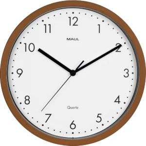 MAUL wandklok Grain, quartz, diameter 31 cm, kunststof kader, donker hout