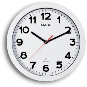 MAULstep wandklok, radiogestuurd, diameter 30 x 5 cm, kunststof kader, wit