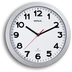 MAULstep wandklok, radiogestuurd, diameter 30 x 5 cm, kunststof kader, zilver
