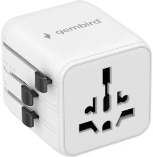 Gembird reisstekker wit met US/UK/EU/AU-stekkers — productfoto 2