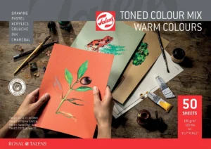 Talens gekleurd tekenpapier A3 van 180 g/m², blok van 50 vel in warme kleuren