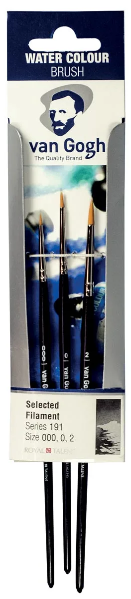Van Gogh penselenset 191 klein met drie ronde penselen in maten 00, 0 en 2