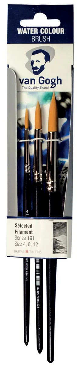 Van Gogh penselenset 191 met drie ronde penselen nr 4, 8 en 12