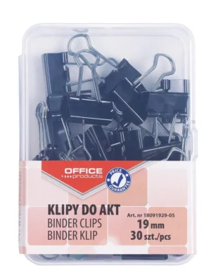 OFFICE products foldbackclip zwart 19 mm in plastic doos van 30 stuks