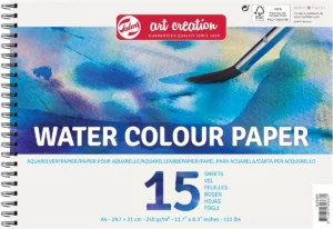 Talens Art Creation aquarelpapier, 240 g, ft 21 x 29,7 cm, A4, blok van 15 vel — wit tekenpapier