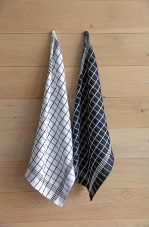 Handdoek Christelle, ft 50 x 70 cm, geruit, wit, pak van 3 stuks — detail 2