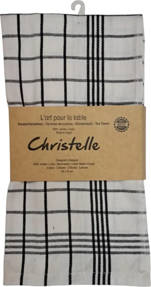 Handdoek Christelle, ft 50 x 70 cm, geruit, wit, pak van 3 stuks — handdoeken en dispensers