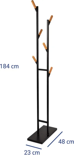 MAUL kapstok Rima, uit metaal, hoogte 183 cm, 6 afneembare ophanghaken, bruin/zwart — detail 2