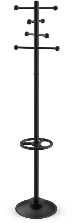 MAUL kapstok Saphir, uit metaal, hoogte 171 cm, 8 ophanghaken met parapluhouder, zwart RAL9004 — kapstokken en parapluhouders
