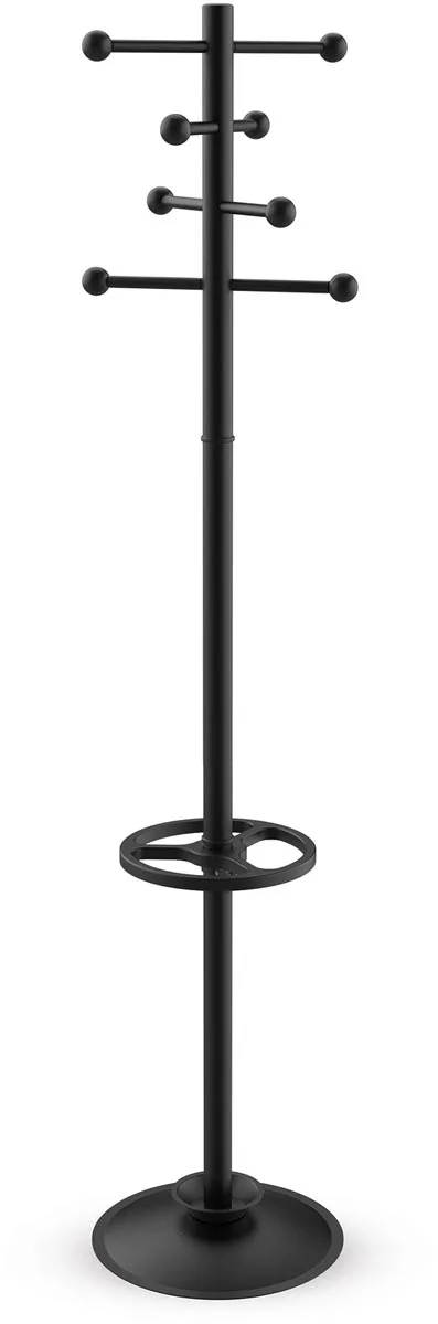 MAUL kapstok Saphir, uit metaal, hoogte 171 cm, 8 ophanghaken met parapluhouder, zwart RAL9004 — kapstokken en parapluhouders