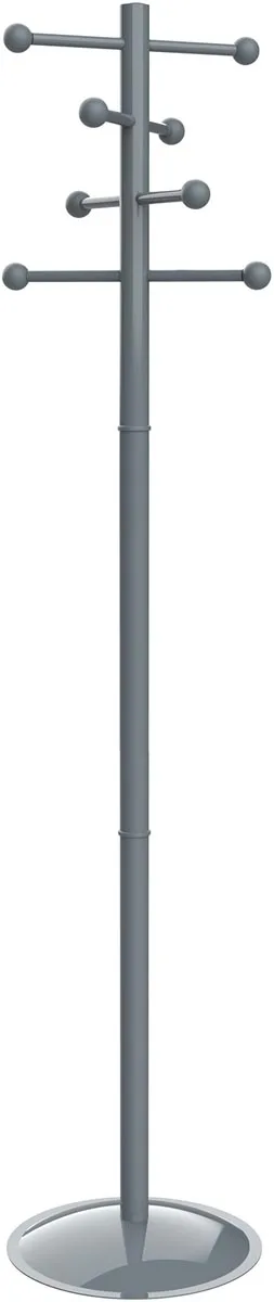 MAUL kapstok Saphir Lite, uit metaal, hoogte 171 cm, 8 ophanghaken, grijs RAL7001 — kapstokken en parapluhouders