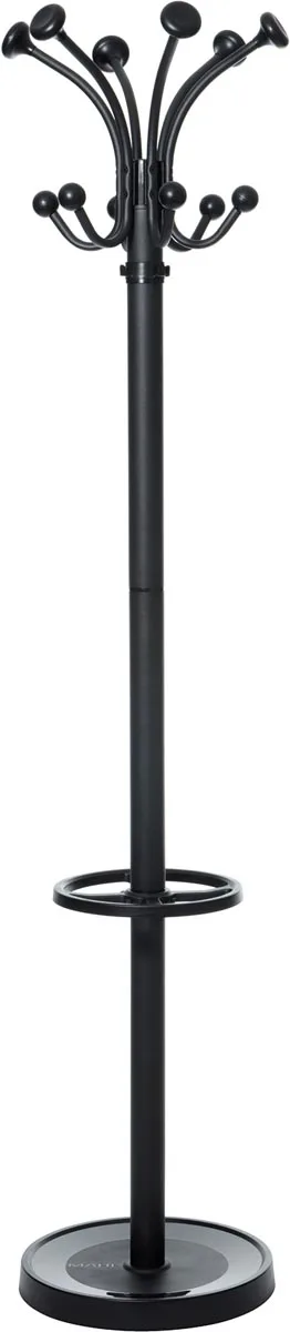 MAUL kapstok Nubis metaal, hoogte 175 cm, 20 ophanghaken met parapluhouder, zwart RAL9004 — kapstokken en parapluhouders