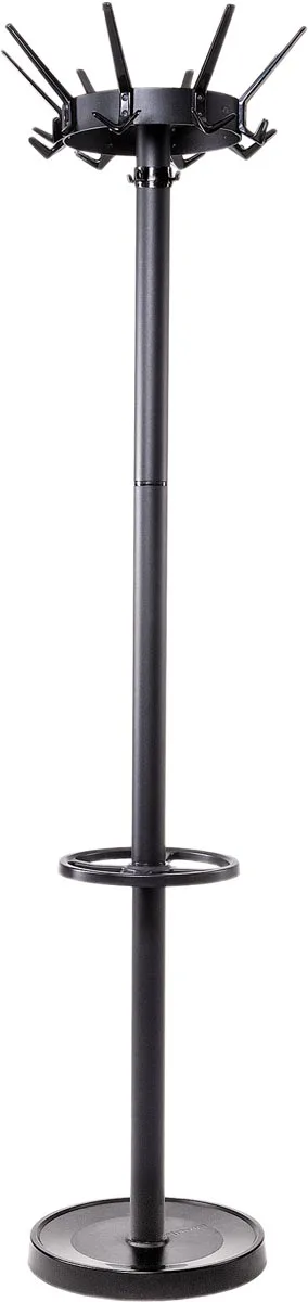 Maul kapstok caligo metaal, hoogte 175 cm, 32 kledinghaken met parapluhouder, zwart RAL 9004 — kapstokken en parapluhouders