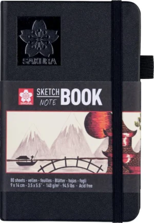 Sakura schetsboek, 140 g/m², ft 9 x 14 cm, wit, 80 vel — schetsblok