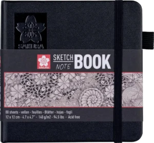Sakura schetsboek, 140 g/m², ft 12 x 12 cm, wit, 80 vel — schetsblok