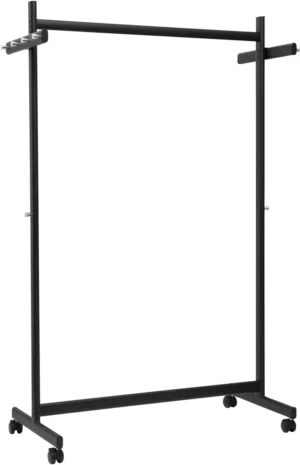 MAUL kledingrek samba mobiel, ft 115 x 173 x 51 cm, max. 40 kg, met 8 haken, zwart RAL9004 — kapstokken en parapluhouders