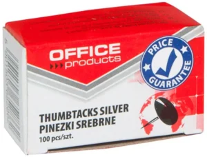 Doosje OFFICE products punaises Classic in zilver, 100 stuks