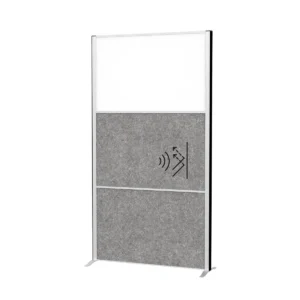 MAULconnecto scheidingswand, 1 x whiteboard, 2 x donkergrijs, frame zilver, voet — kantoorinrichting