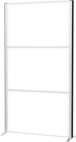 MAULconnecto scheidingswand, 3 x whiteboard, frame zilver, voet — kantoorinrichting