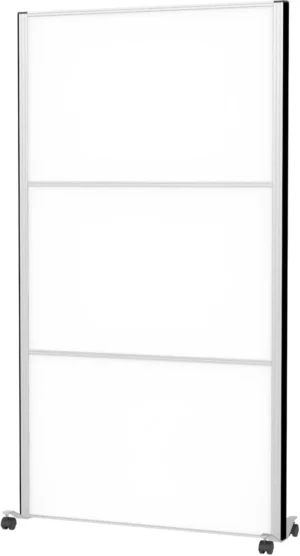 MAULconnecto scheidingswand, 3 x whiteboard, frame zilver, mobiel — kantoorinrichting