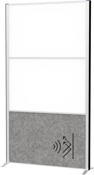MAULconnecto scheidingswand, 2 x whiteboard, 1 x donkergrijs, frame zilver, voet — kantoorinrichting