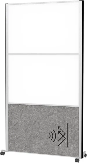MAULconnecto scheidingswand, 2 x whiteboard, 1 x donkergrijs, frame zilver, mobiel — kantoorinrichting