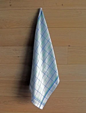 Handdoek Christelle, ft 50 x 70 cm, geruit, groen blauw, pak van 6 stuks — detail 2