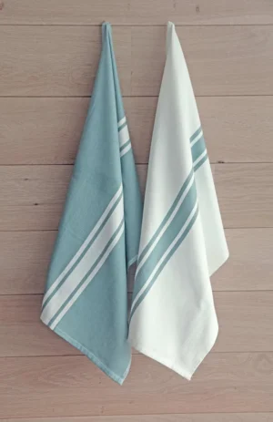 Handdoek Payton, ft 50 x 70 cm, gestreept, minéral, pak van 6 stuks — handdoeken en dispensers