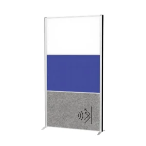 MAULconnecto scheidingswand, 1 x whiteboard, 1 x textiel, 1 x donkergrijs, frame zilver, voet — kantoorinrichting