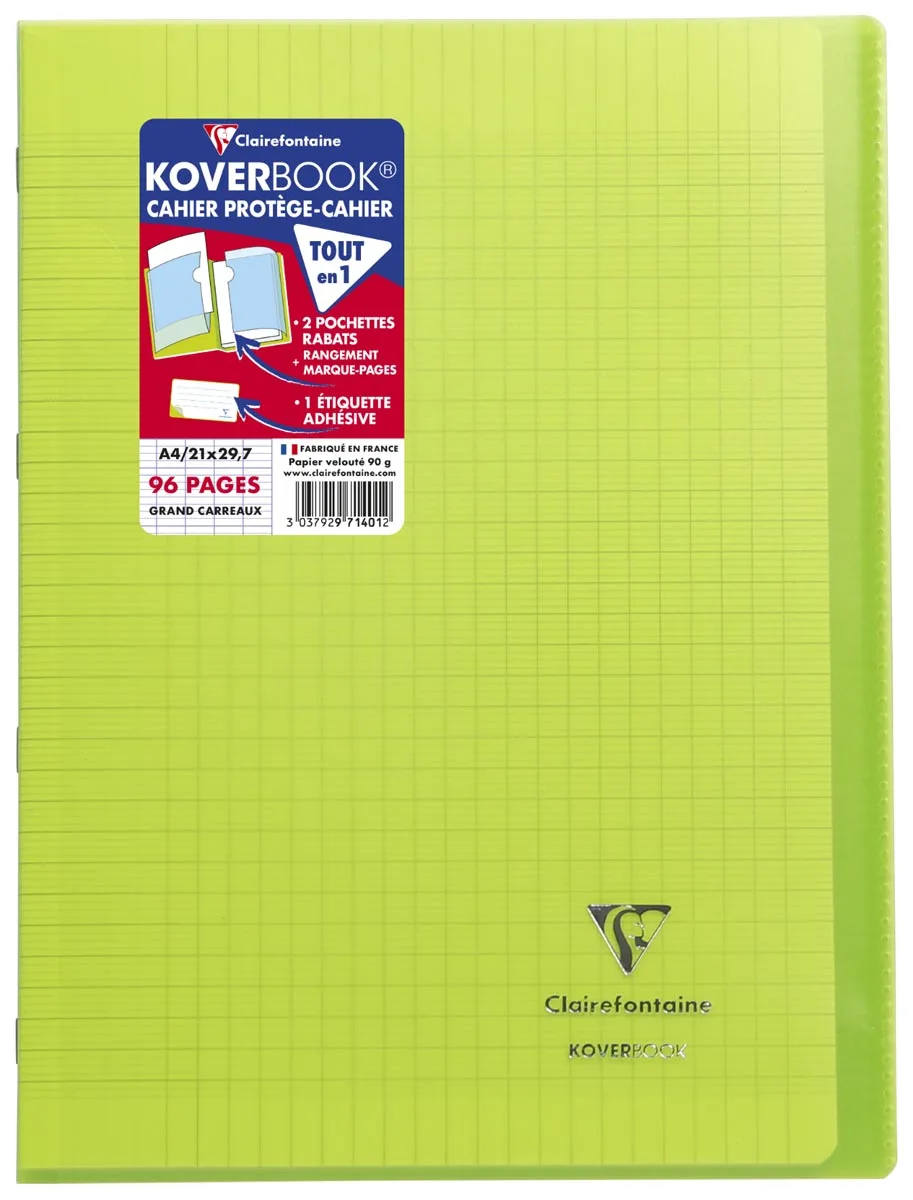 Clairefontaine schrift Koverbook voor ft A4, 96 bladzijden, kaft in PP, seyès, geassorteerde kleuren — detail 10