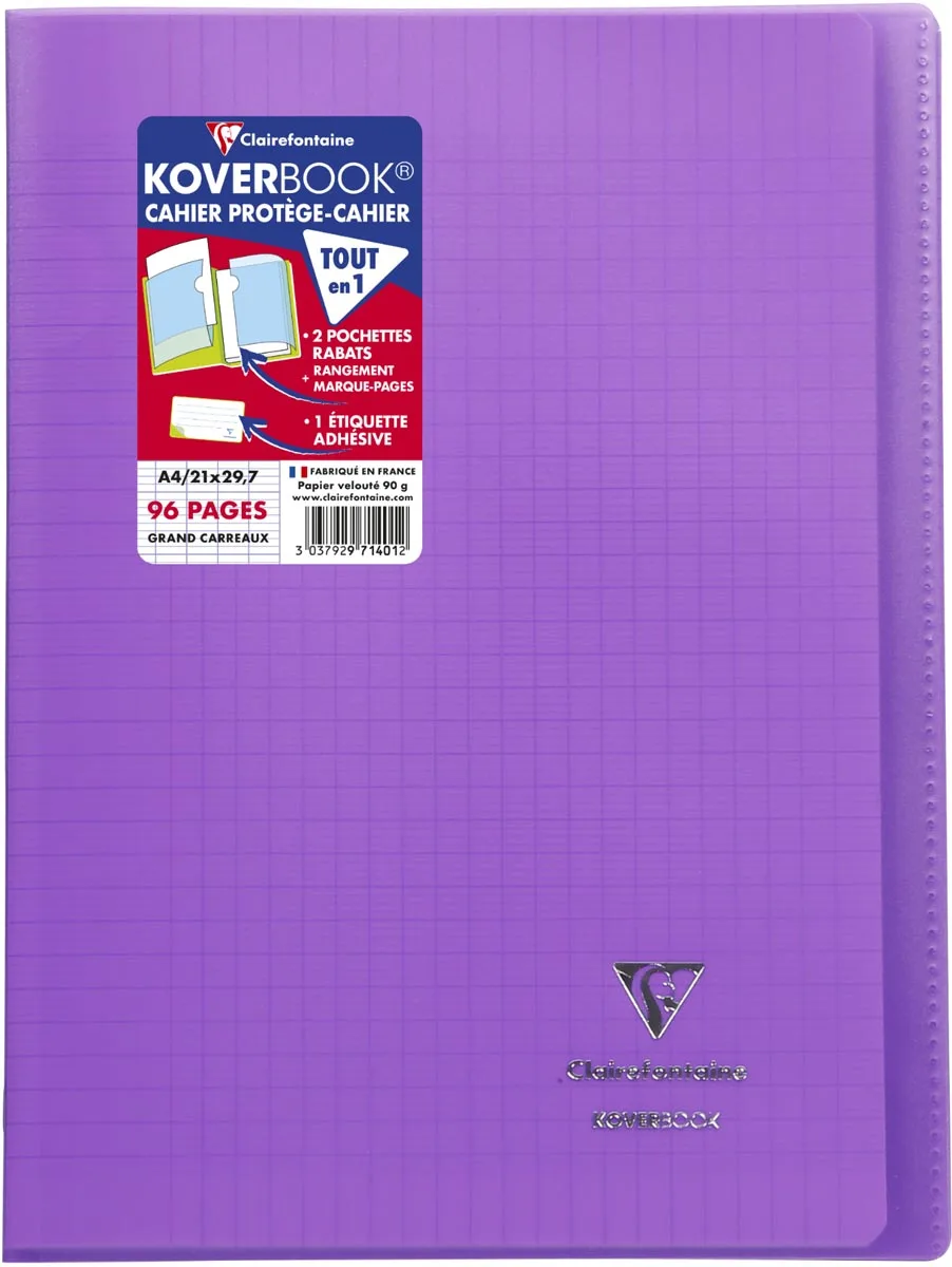 Clairefontaine schrift Koverbook voor ft A4, 96 bladzijden, kaft in PP, seyès, geassorteerde kleuren — detail 11