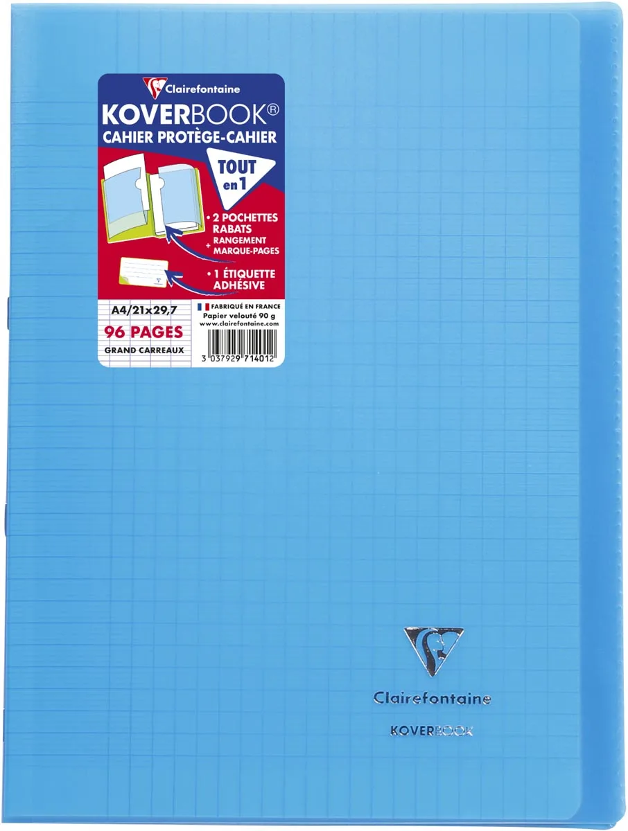Clairefontaine schrift Koverbook voor ft A4, 96 bladzijden, kaft in PP, seyès, geassorteerde kleuren — detail 2