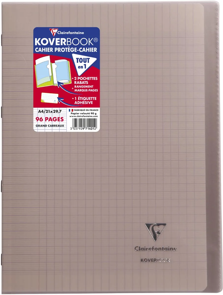 Clairefontaine schrift Koverbook voor ft A4, 96 bladzijden, kaft in PP, seyès, geassorteerde kleuren — detail 4