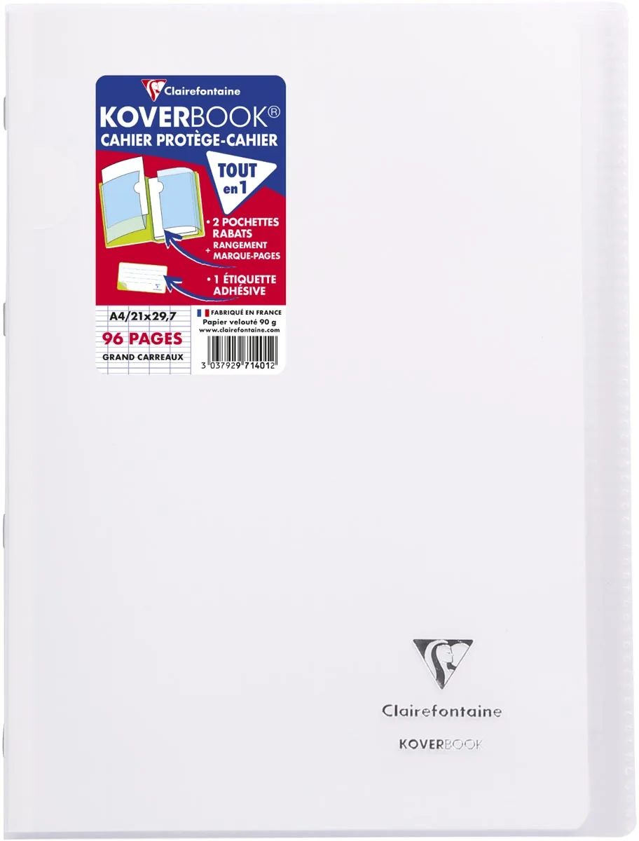 Clairefontaine schrift Koverbook voor ft A4, 96 bladzijden, kaft in PP, seyès, geassorteerde kleuren — detail 5